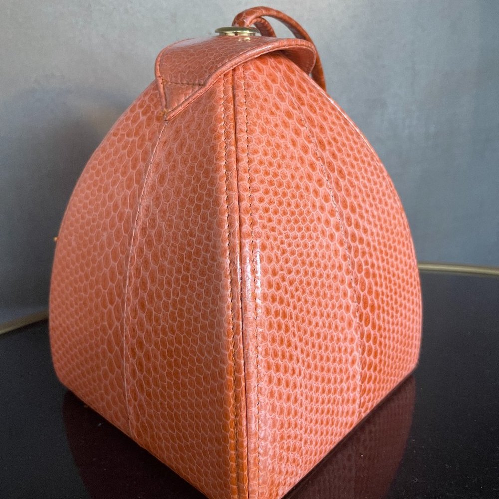 Tangerine Dyed Snakeskin Pyramid Wristlet Bag